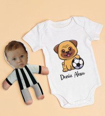 BK Kids Kişiye Özel Fotoğraflı Bebek Yastık ve Bebek Body Zıbın Hediye Seti - Model 3.2