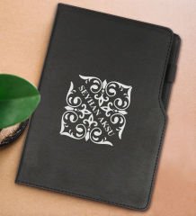 BK Gift Kişiye Özel İsimli Siyah Termo Deri Not Defteri 15x21cm-10