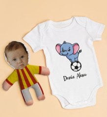 BK Kids Kişiye Özel Fotoğraflı Bebek Yastık ve Bebek Body Zıbın Hediye Seti - Model 4.4