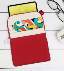 BK Gift Modern Soyut Tasarımlı Taşınabilir Koruyucu Tablet Kılıfı & Organizer Çanta - Kırmızı-2