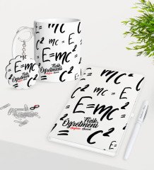 Kişiye Özel Fizik Öğretmeni Kupa Anahtarlık Beyaz Defter Kalem Hediye Seti-3
