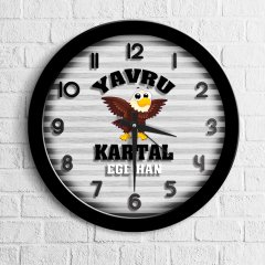 Kişiye Özel Yavru Kartal Tasarımlı Ahşap Duvar Saati - 1