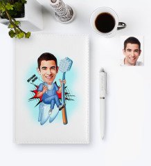 Kişiye Özel Bay Diş Hekimi Karikatür 2023 Deri Ajanda & Kalem Hediye Seti - 2