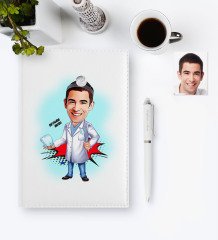 Kişiye Özel Bay Diş Hekimi Karikatür 2023 Deri Ajanda & Kalem Hediye Seti - 3