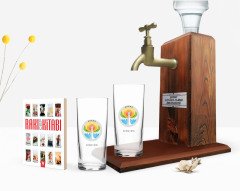 Kişiye Özel Renkli Baskılı Adana Tasarımlı Turistik İkili Rakı Bardağı Ahşap Rakı Standı ve Cep Kitabı Hediye Seti-2