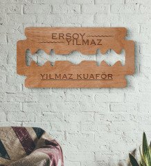 Kuaförlere Özel Jilet Figürlü Ahşap Kapı & Duvar Objesi-1