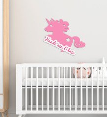 Kişiye Özel Unicorn Tasarımlı Çocuk Odası Ahşap Duvar Süsü-1