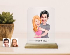 Kişiye Özel Sevgililer Karikatürlü Çerçeve-86