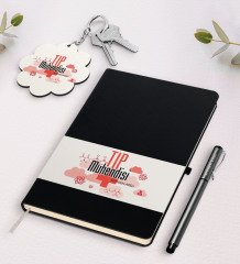 Kişiye Özel Tıp Mühendisi Siyah Defter Kalem Ve Anahtarlık Hediye Seti