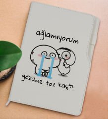 BK Gift Gözüme Toz Kaçtı Tasarımlı Beyaz Termo Deri Not Defteri 15x21cm-1
