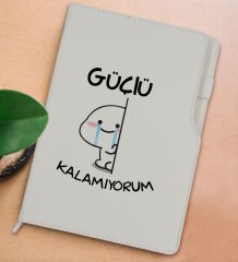 BK Gift Güçlü Kalamıyorum Tasarımlı Beyaz Termo Deri Not Defteri 15x21cm-1