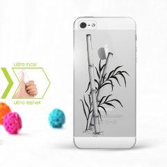 Kişiye Özel Iphone 5 - 5S İnce Şeffaf Silikon Telefon Kapağı (Yaprak Temalı-7)